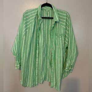 Aerie Green and White Striped Shirt